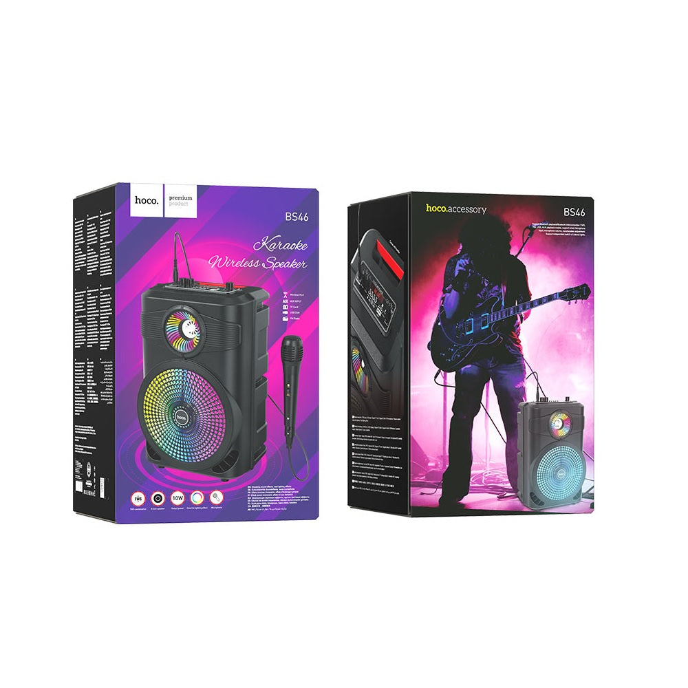 Parlante Bluetooth Karaoke con Luces Hoco BS46 Negro