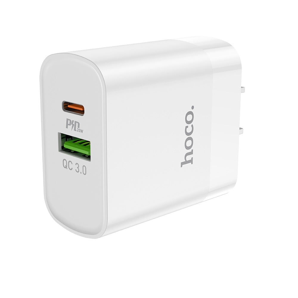 Cargador Pared Hoco C80 Carga Rapida PD20W QC3.0 Dado Blanco