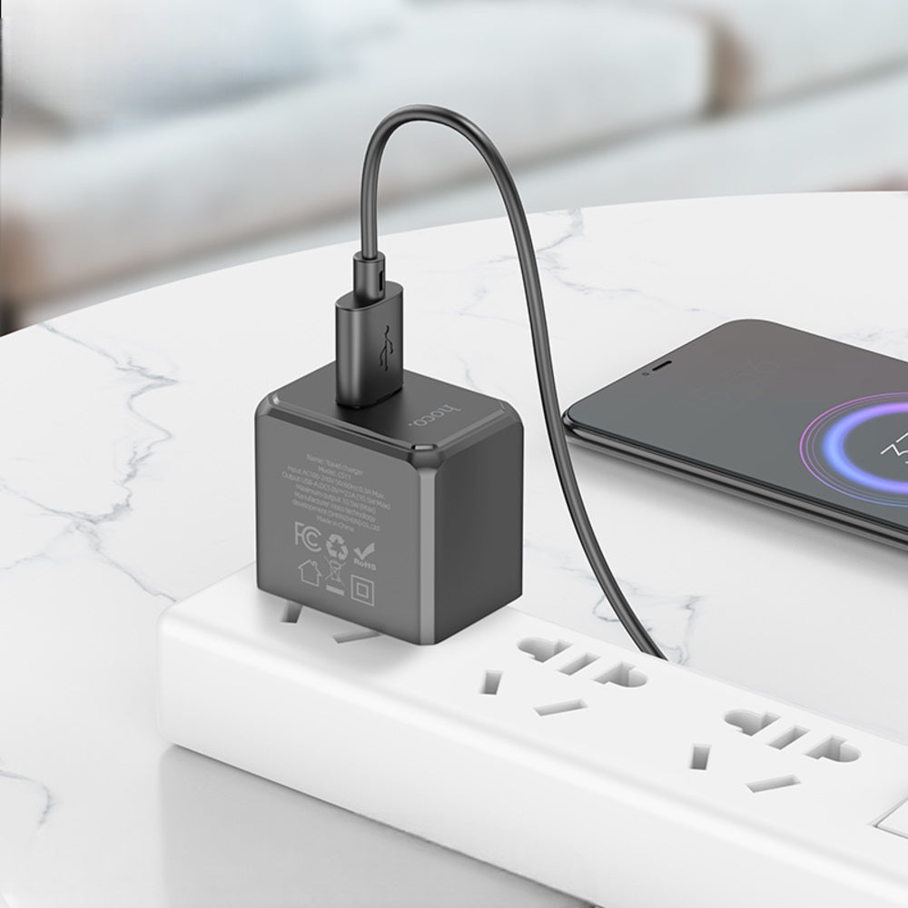Cargador Pared Hoco CS11 con Cable Micro USB 2A Ocean Negro