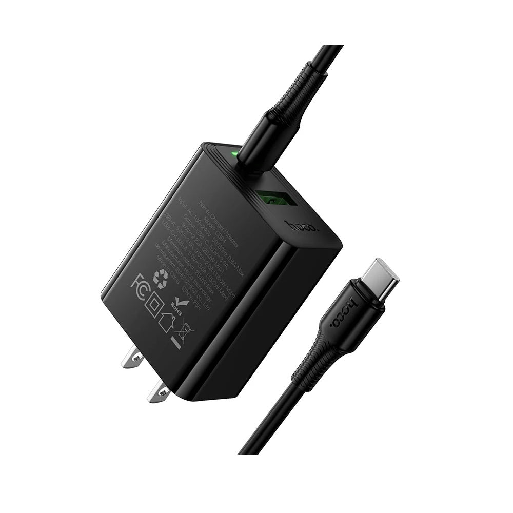 Cargador Cable Hoco CS94 Tipo C a C PD20W QC3.0 Negro