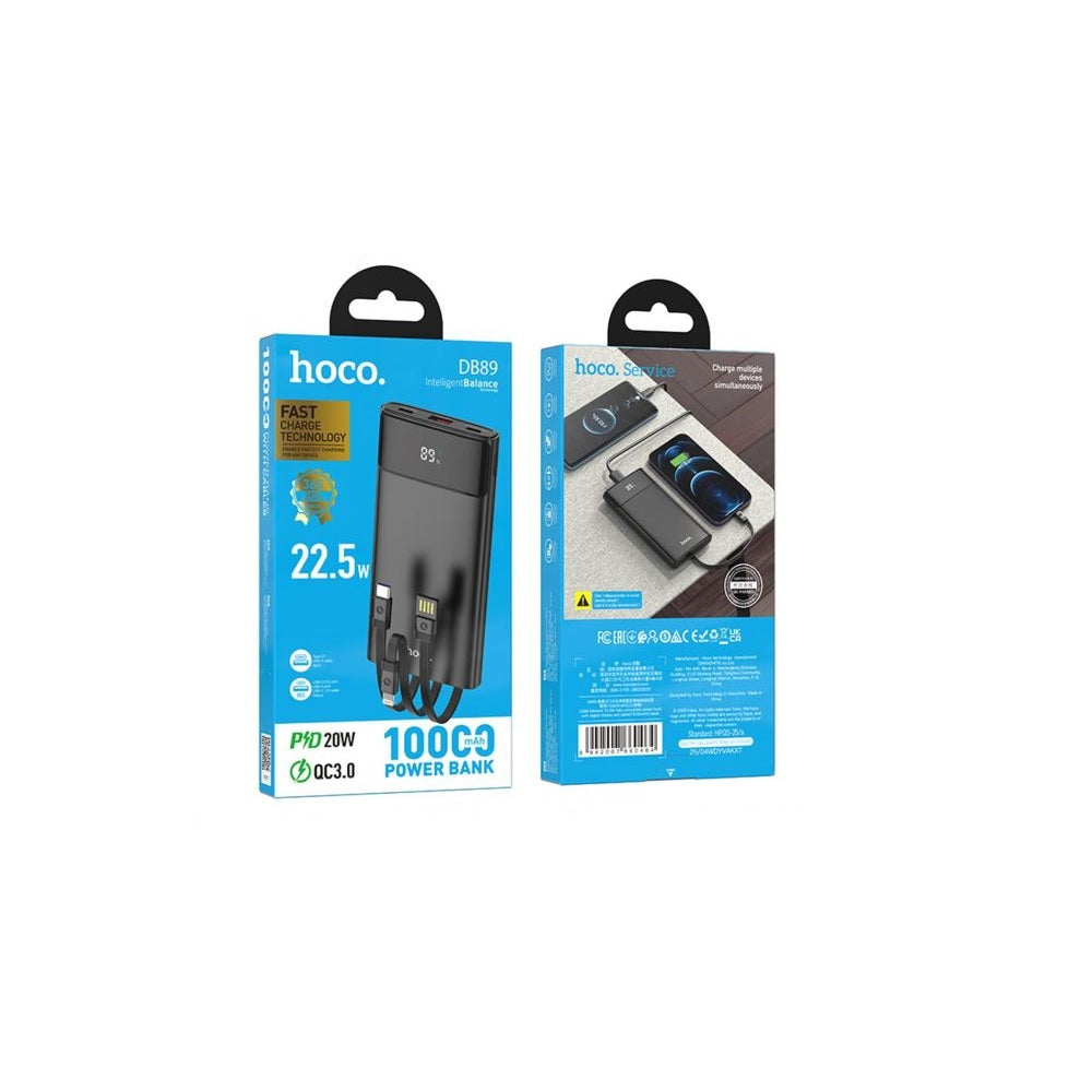 Power Bank 10000mAh Hoco DB89 22.5W CargaNegro