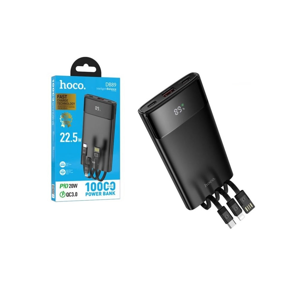 Power Bank 10000mAh Hoco DB89 22.5W CargaNegro