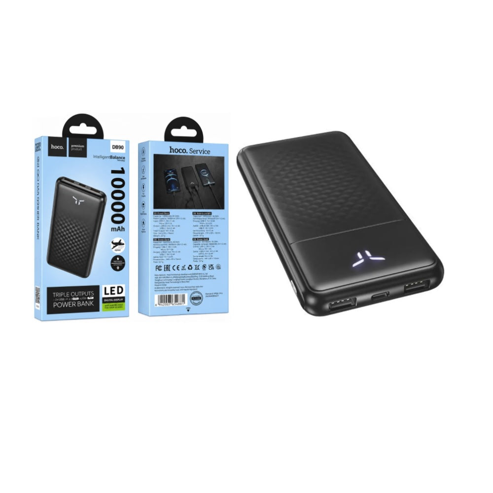 Power Bank 10000mAh Hoco DB90 Carga Rapida Negro