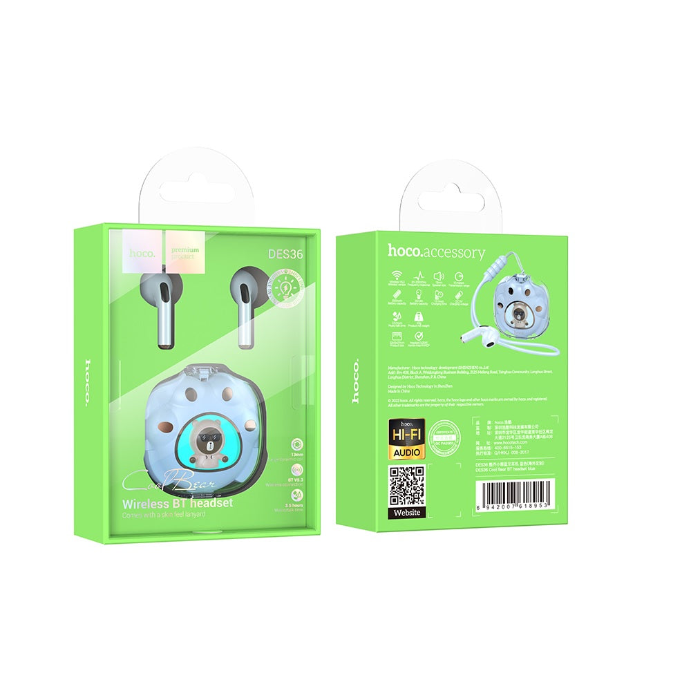 Audífonos Inalambricos Hoco DES36 Bluetooth Azul