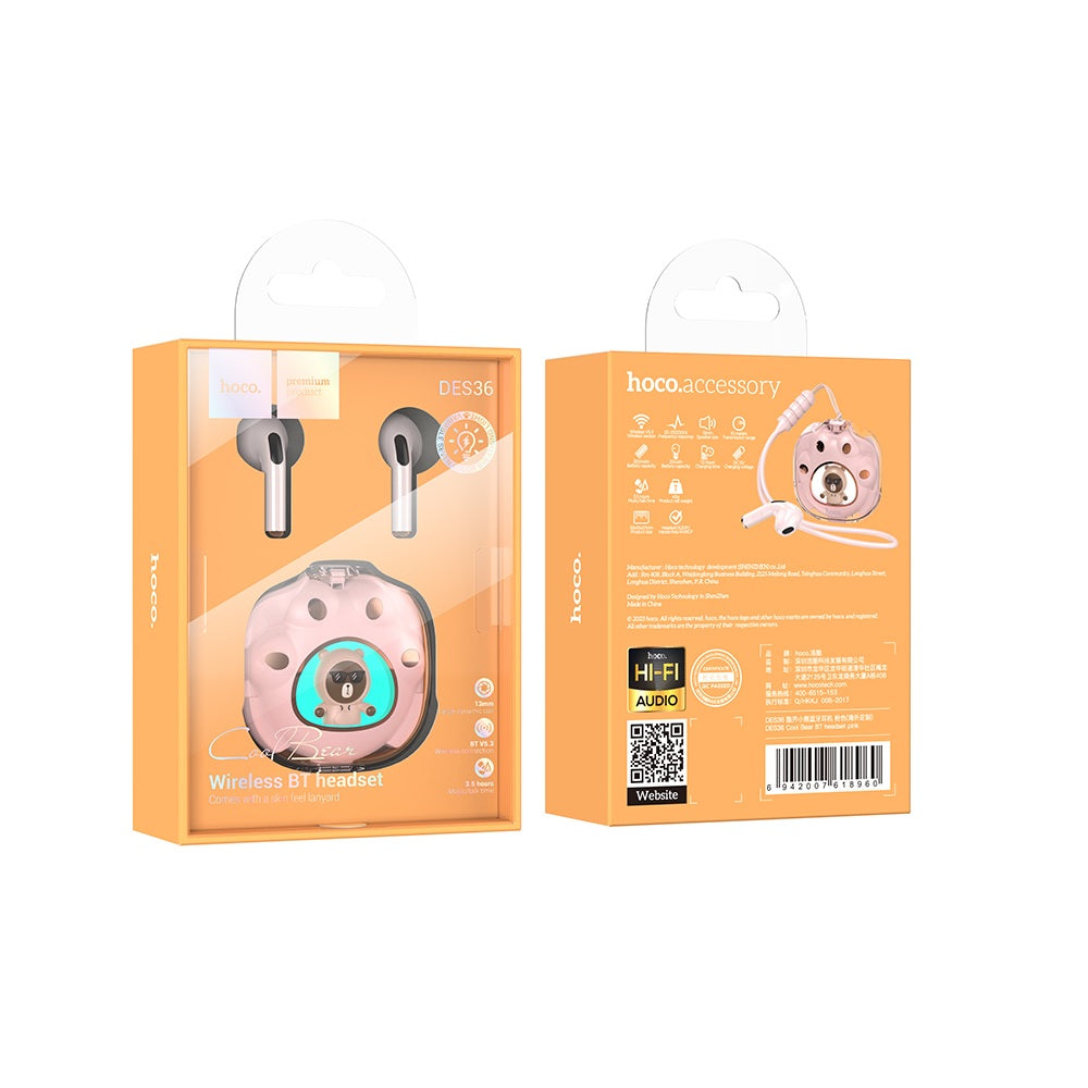 Audífonos Inalambricos Hoco DES36 Bluetooth Rosa