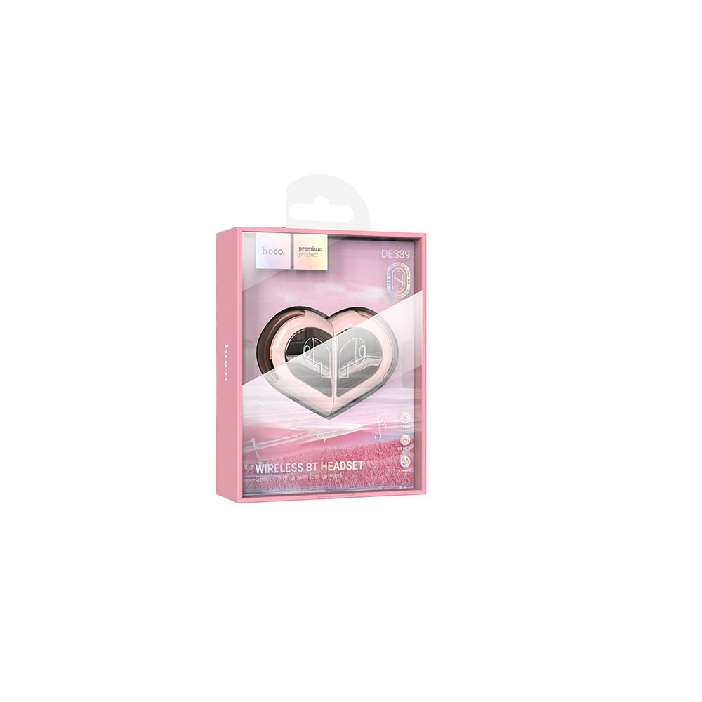 Audífonos Inalambricos Hoco DES39 Bluetooth Corazon Rosa