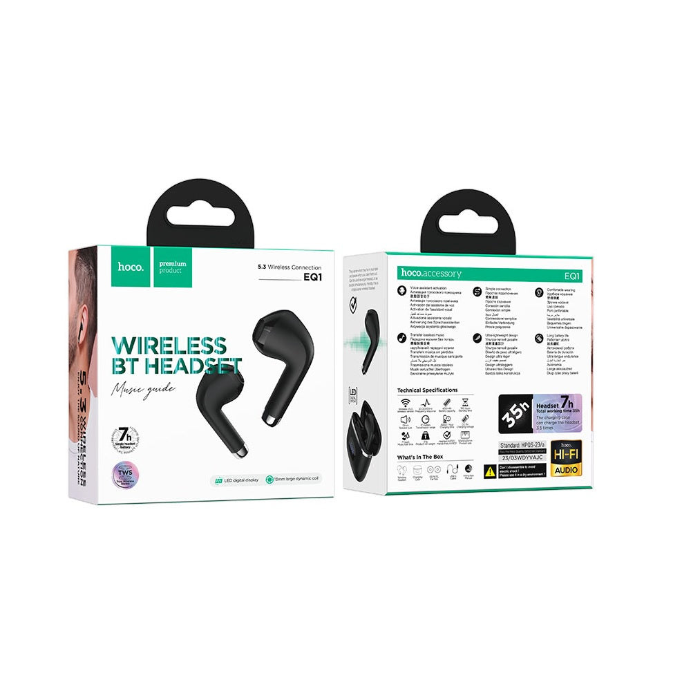 Audifonos Bluetooth Hoco EQ1 TWS Estuche Negro