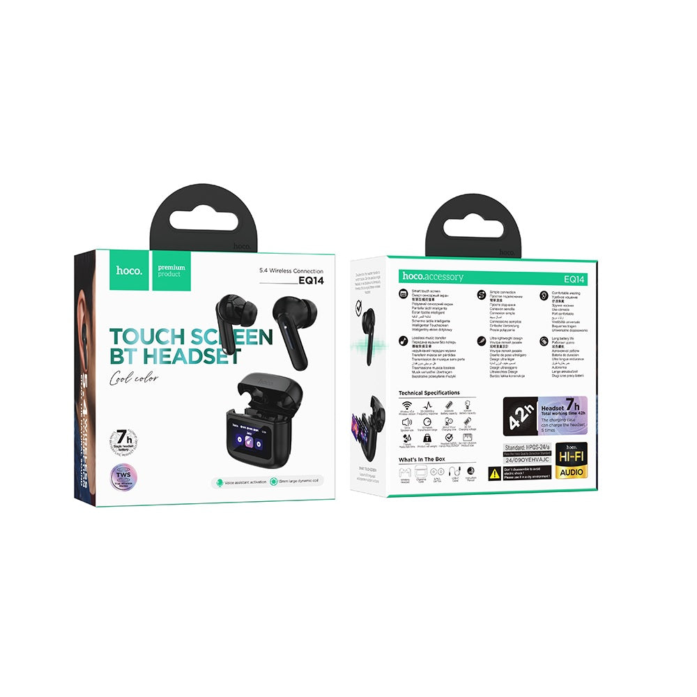 Audífonos Inalambricos Hoco EQ14 Bluetooth Pantalla Negro