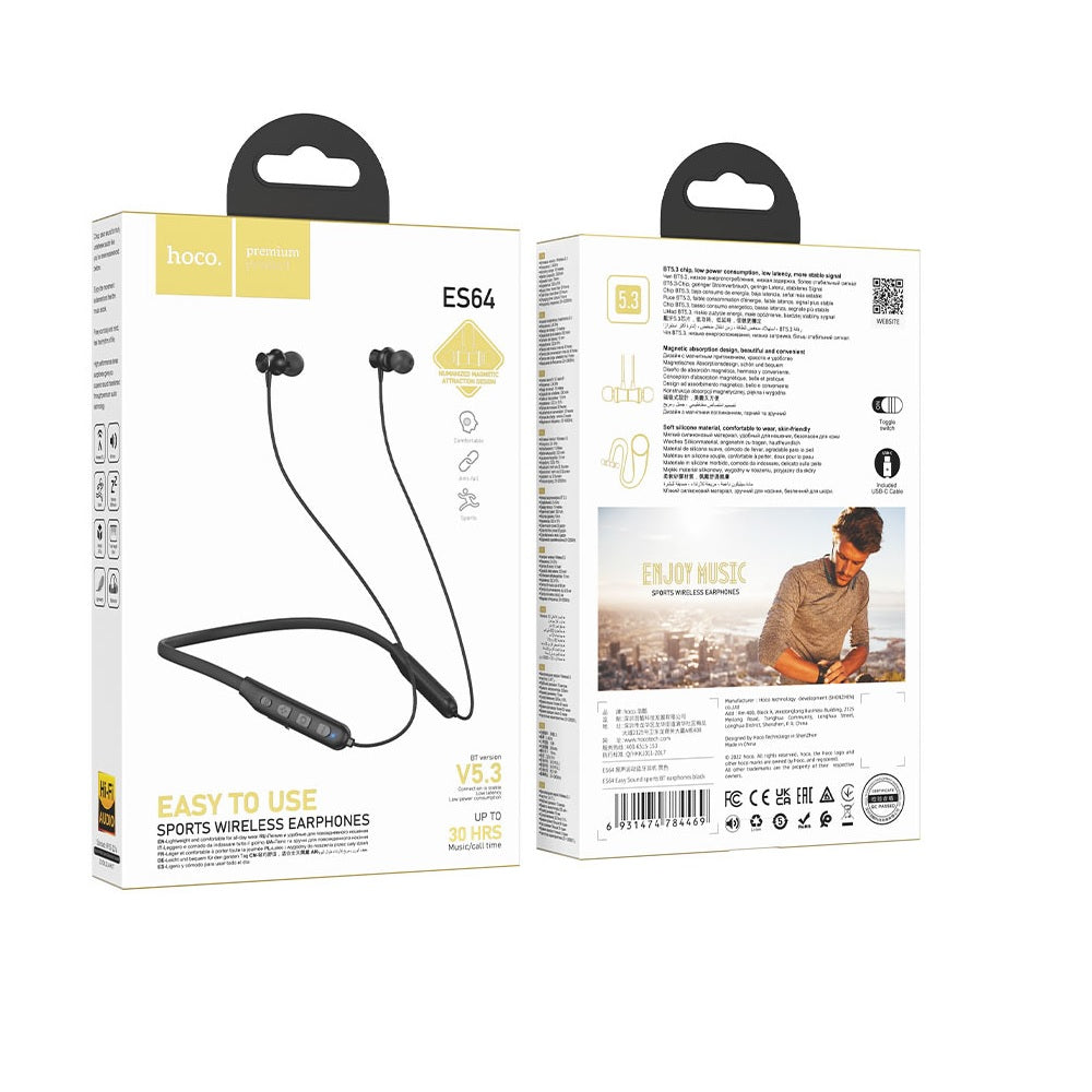 Audifonos Bluetooth Hoco ES64 Diadema Cuello Negro