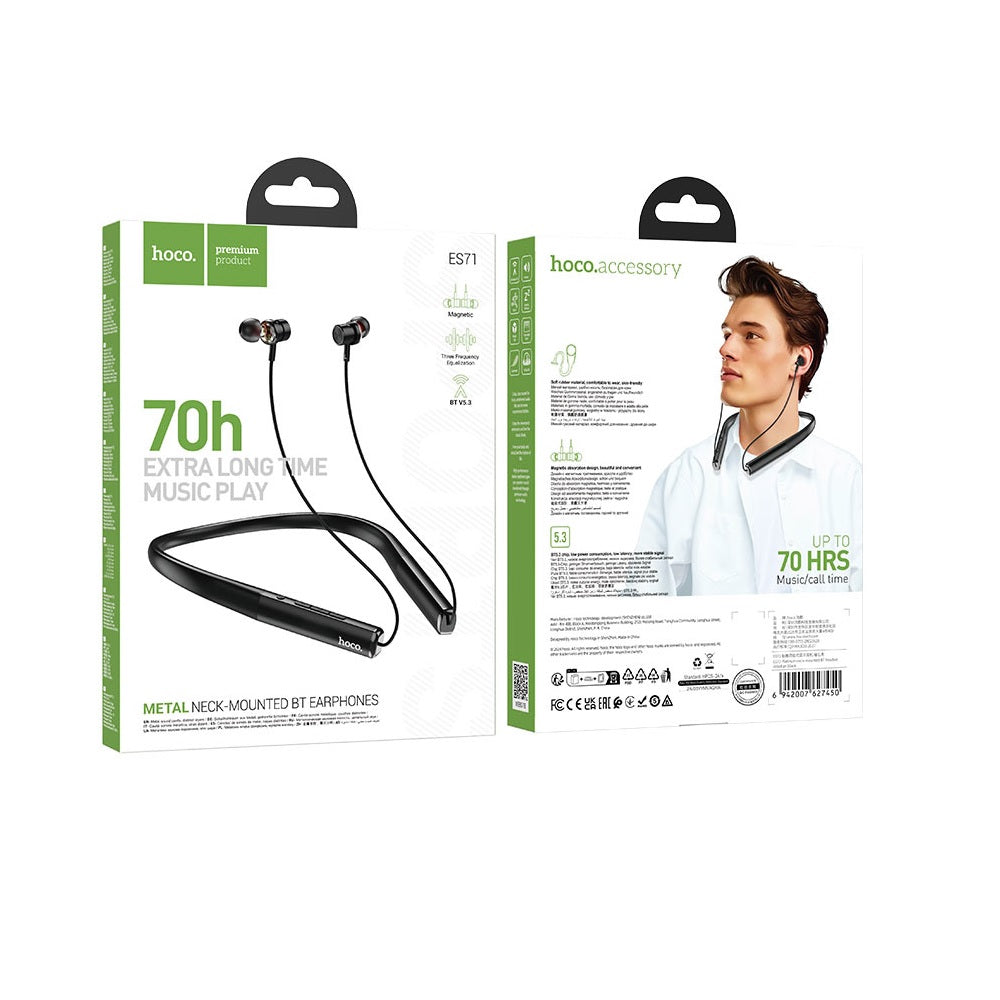 Audifonos Bluetooth Hoco ES71 Diadema Cuello Negro