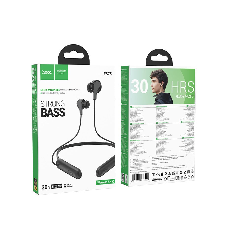 Audifonos Bluetooth Hoco ES75 Diadema Cuello Negro