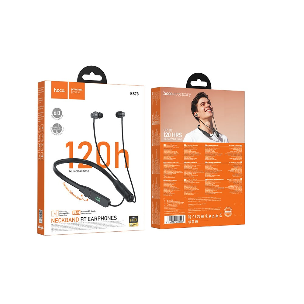 Audifonos Bluetooth Hoco ES78 Cuello Naya Deportivo Negro