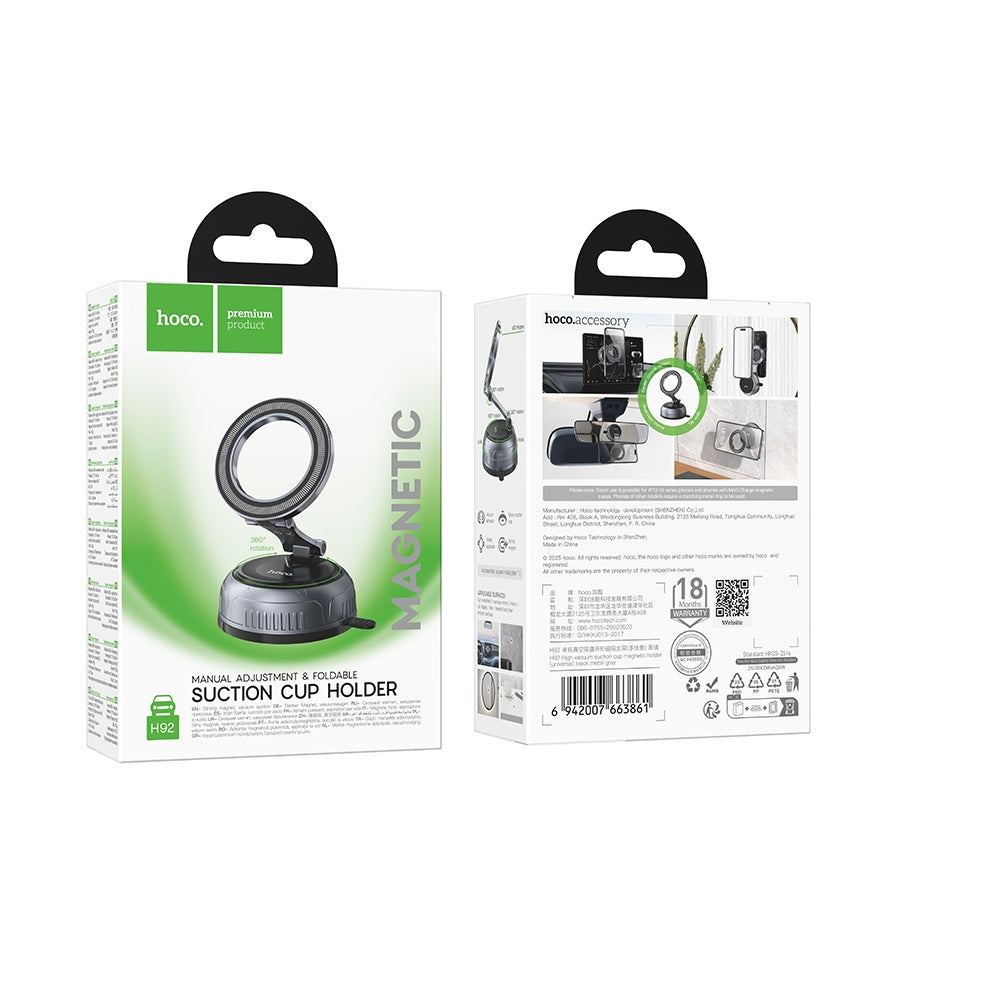 Soporte Magnetico Auto Hoco H92 Ventosa Vacio Negro