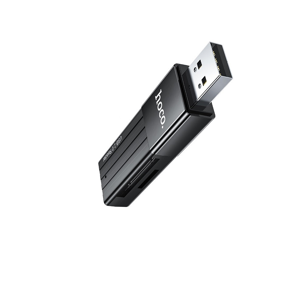 Lector Tarjetas SD TF USB 2.0 Hoco HB20 2en1 Negro
