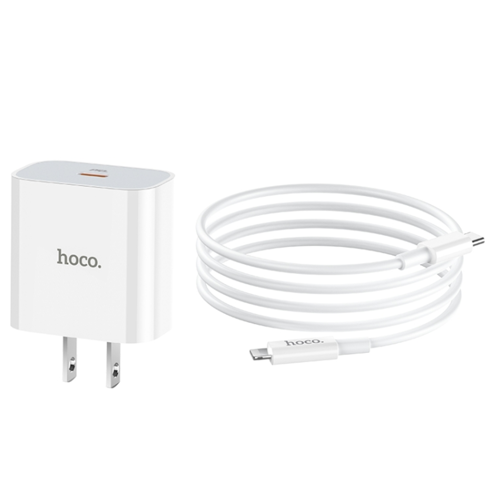 Cargador Hoco C76 Plus PD20W Cable Tipo C a iPBlanco