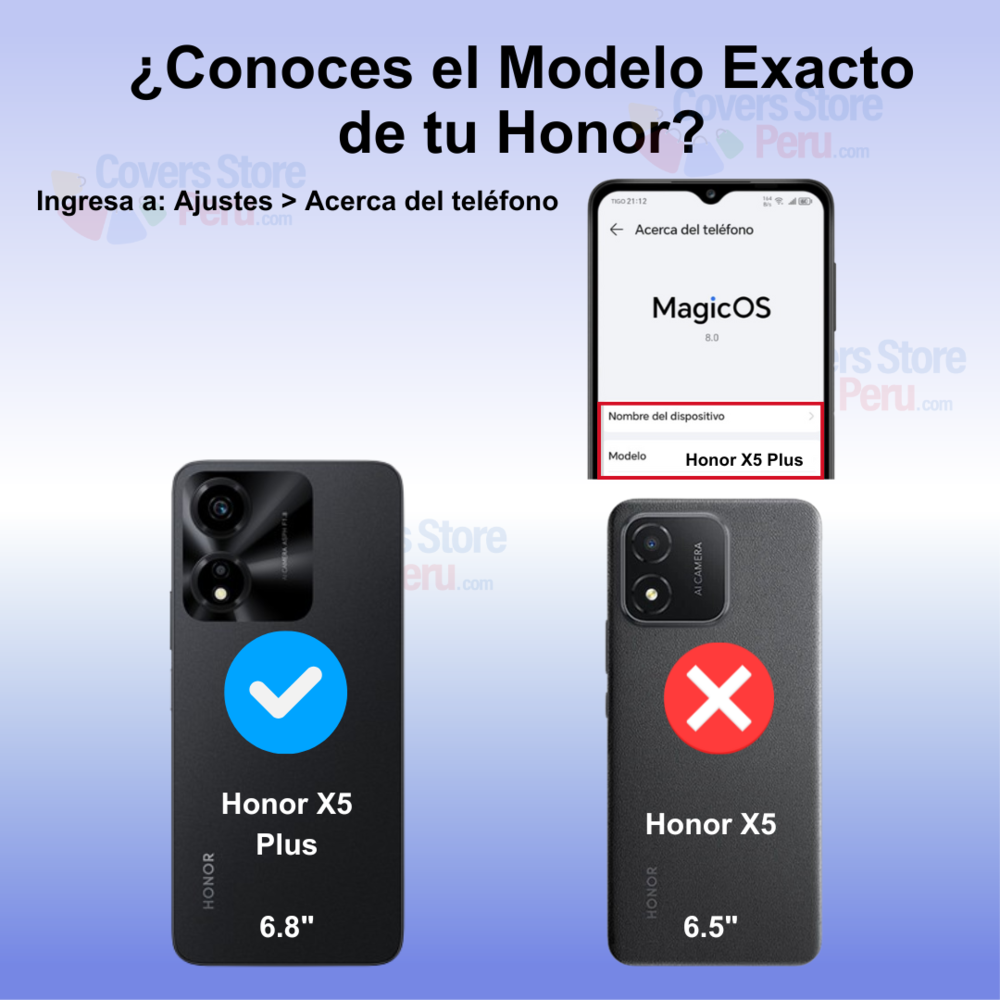 Funda para Honor X5 Plus TPU esquinas reforzadas Antishock