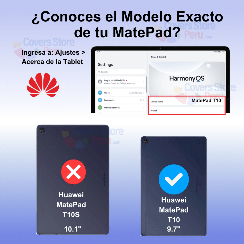 Combo Funda de Huawei Mate Pad T10 9.7" 360° Azul + Mica