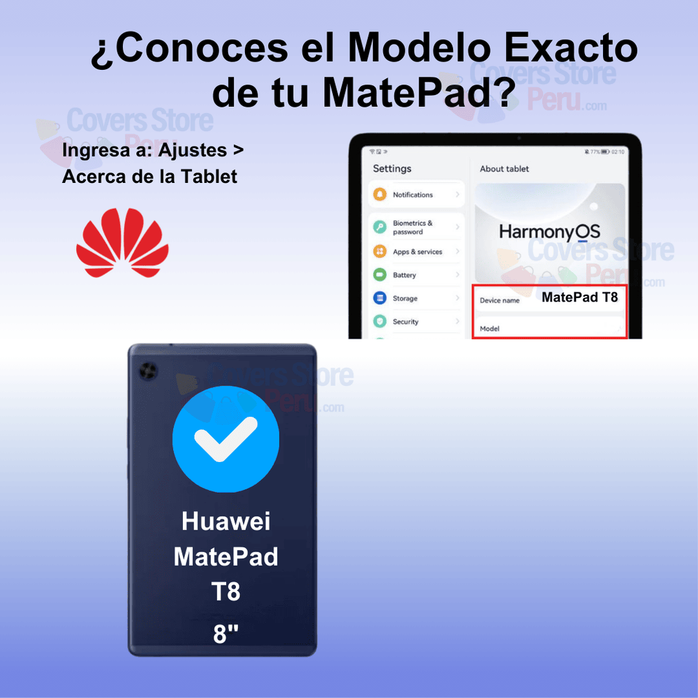 Combo Funda de Huawei Mate Pad T8 8" 360° Morado + Mica