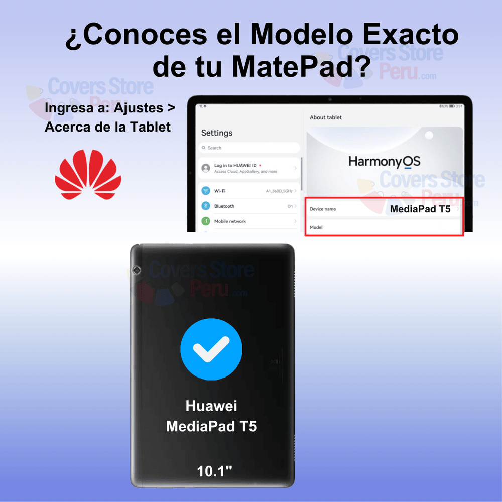 Combo Funda de Huawei MediaPad T5 10.1" 360° Azul + Mica