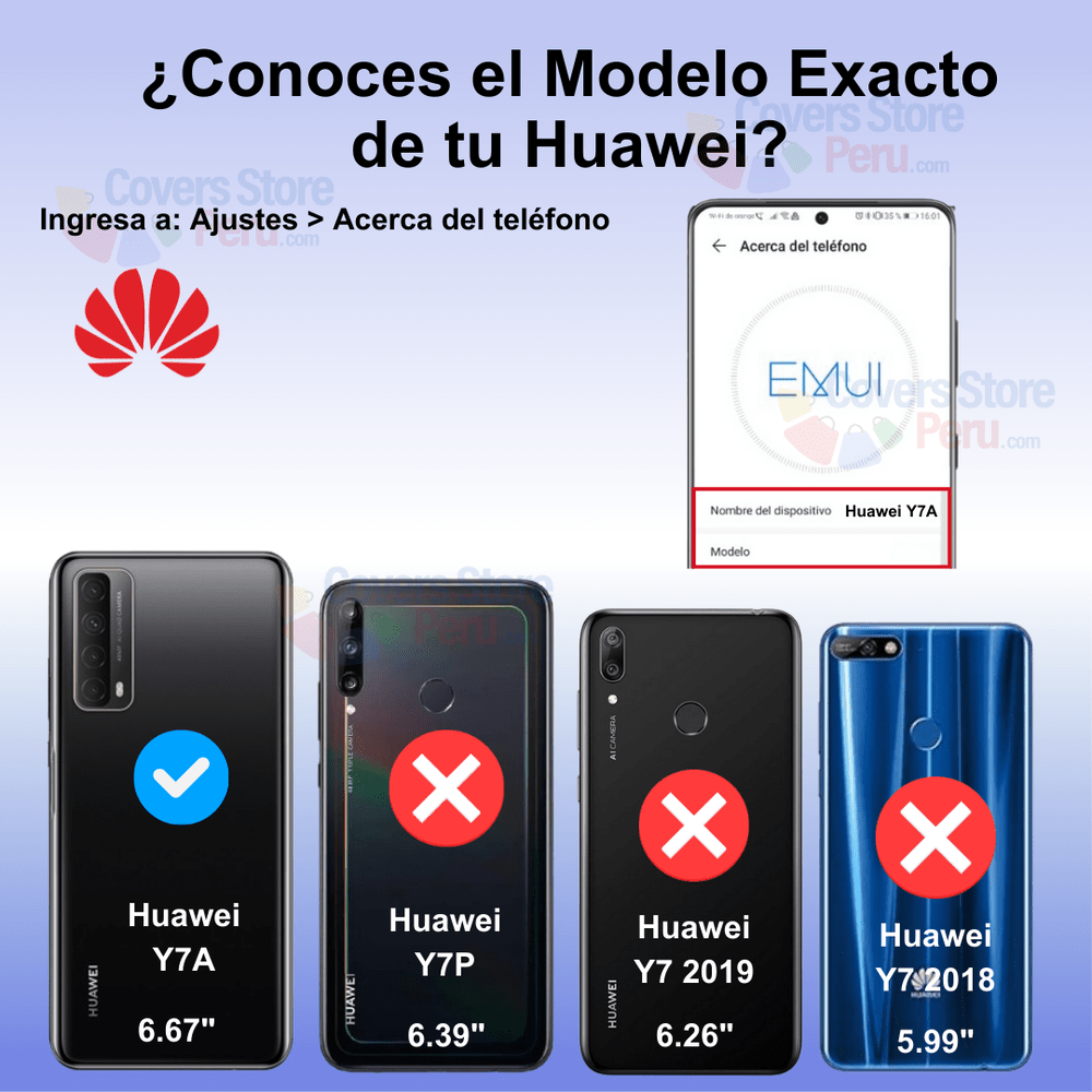 Funda Case para Huawei Y7A Flip Cover Azul Antishock