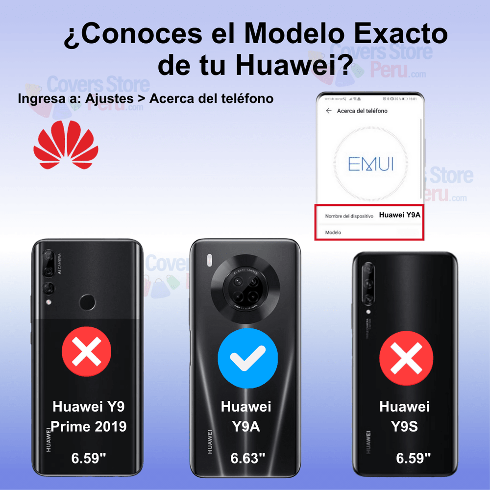 Funda Case para Huawei Y9A Ahumado Mate Azul Antishock