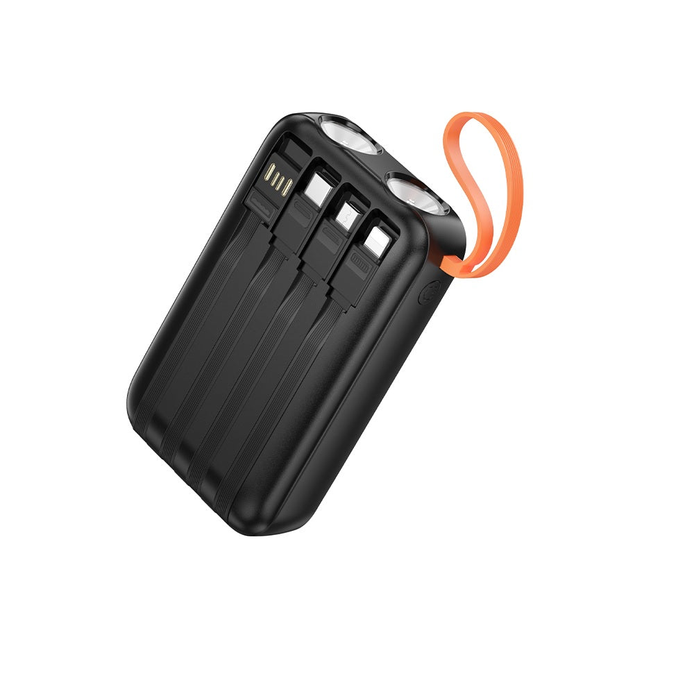 Power Bank 10000mAh Hoco J151 Spirit 4 Cables Linterna Negro