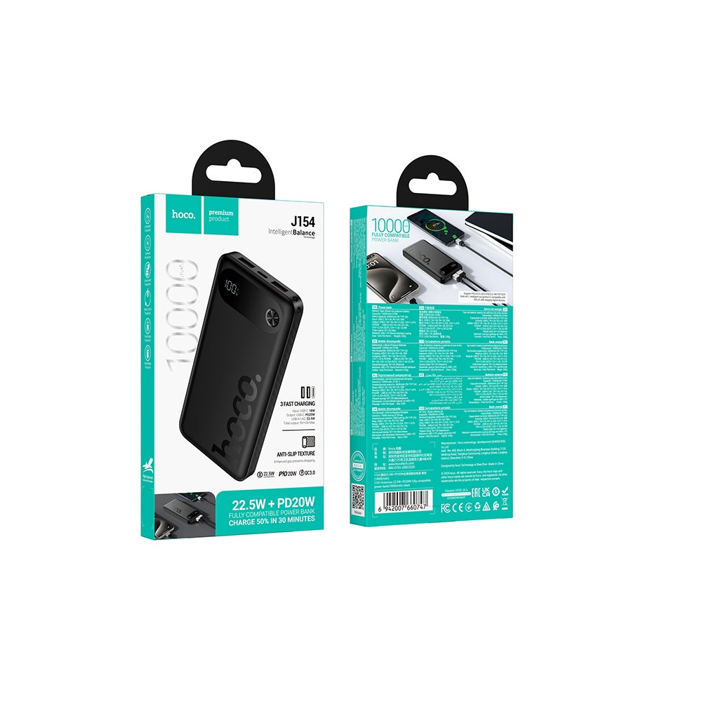 Power Bank 10000mAh Hoco J154 Victorious 22.5W PD20W Negro