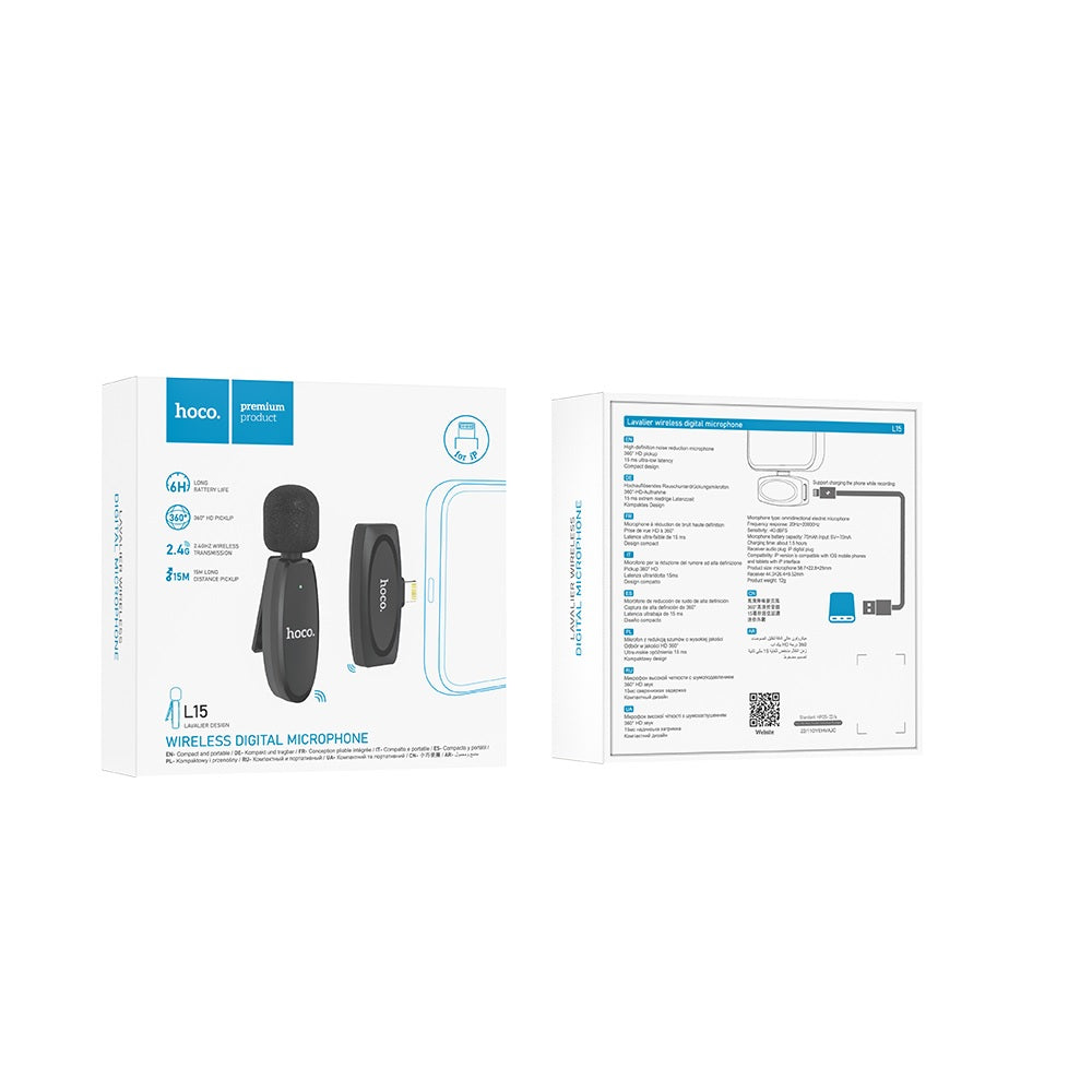 Microfono con Interfaz IP Inalambrico Hoco L15 Negro