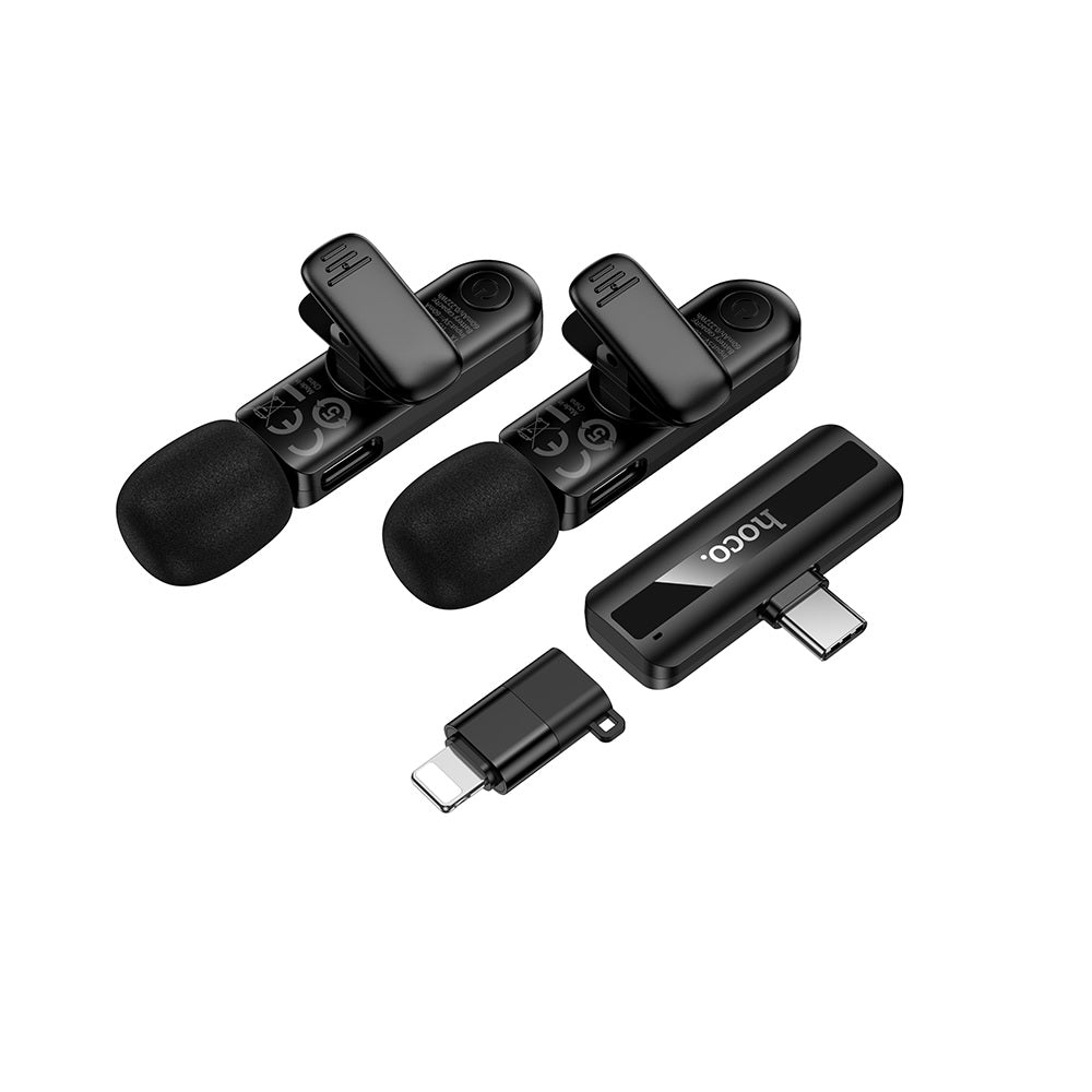 Microfono Dual 2 en 1 Tipo C + IP Inalambrico Hoco L20A Negro