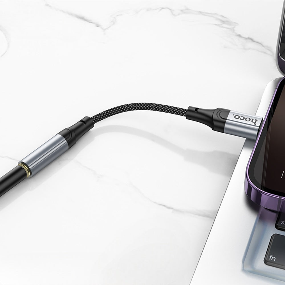 Adaptador Audio Digital Hoco LS36A iP a Jack 3.5mm DAC Gris