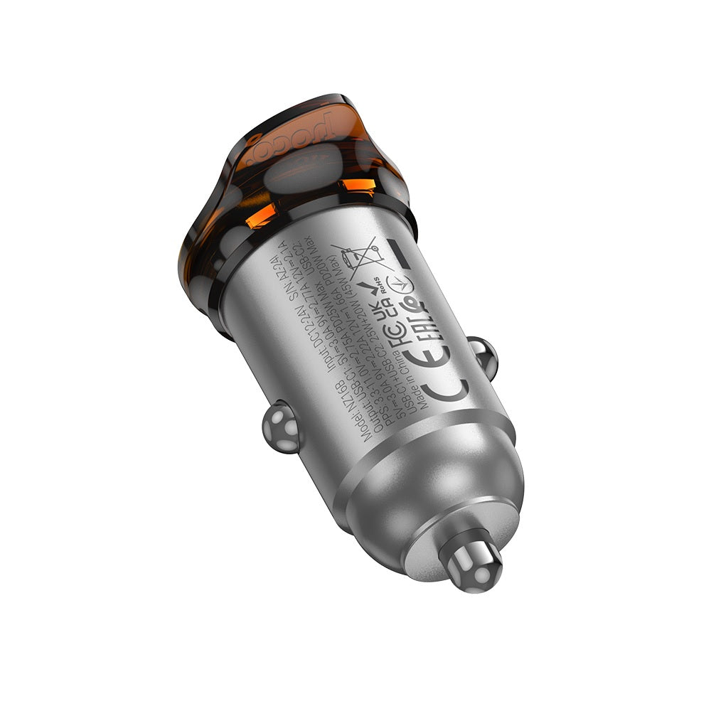 Cargador para auto Hoco NZ16B PD45W Doble Puerto Tipo C Gris