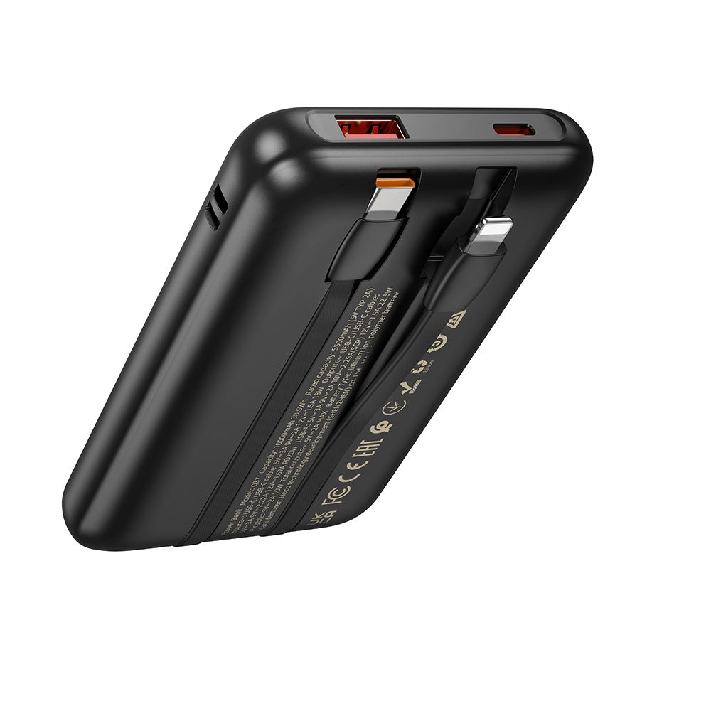 Power Bank 10000mAh Hoco Q37 Graceful 2 Cables 22.5WNegro