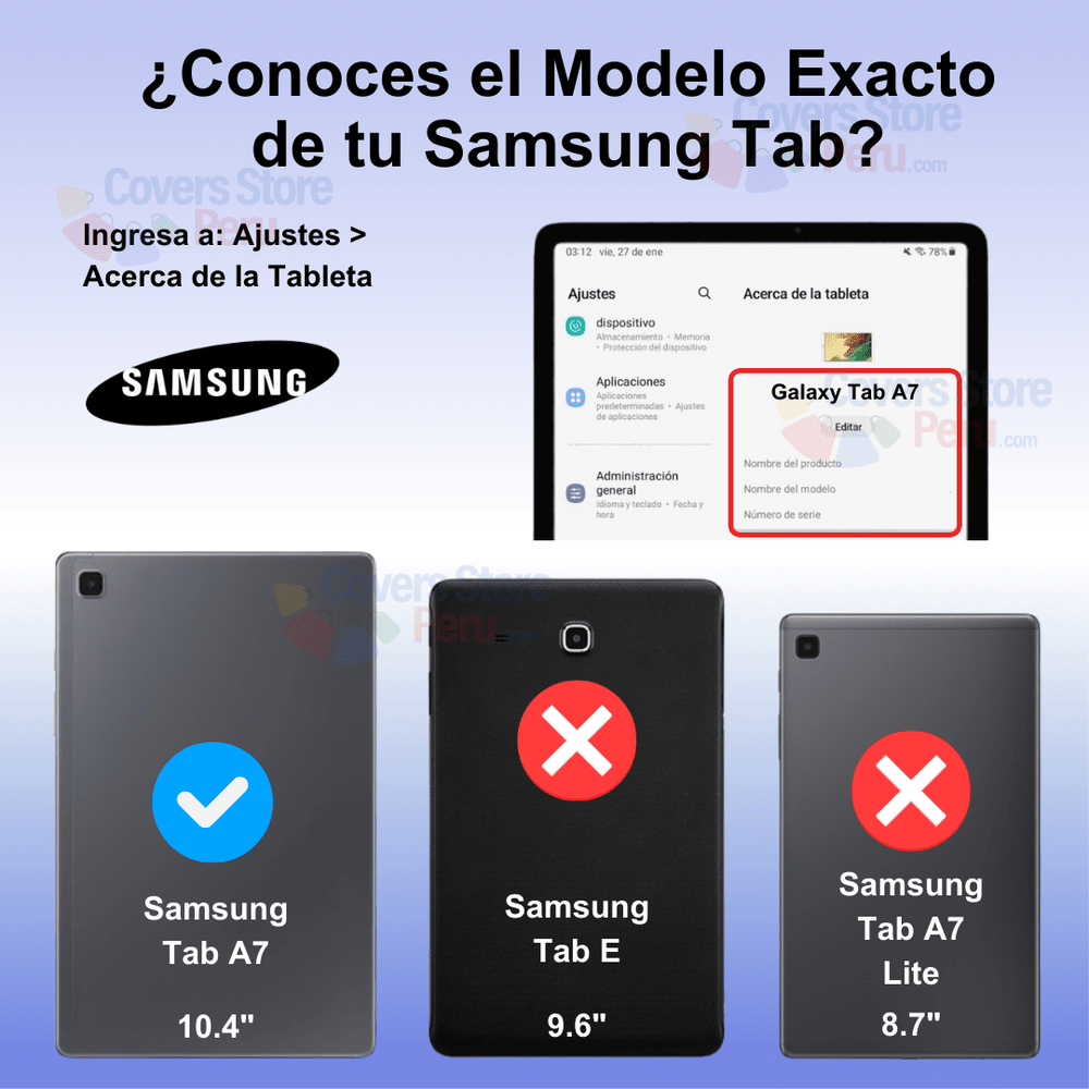 Combo Funda de Samsung Tab A7 10.4" T500 360° Azul + Mica