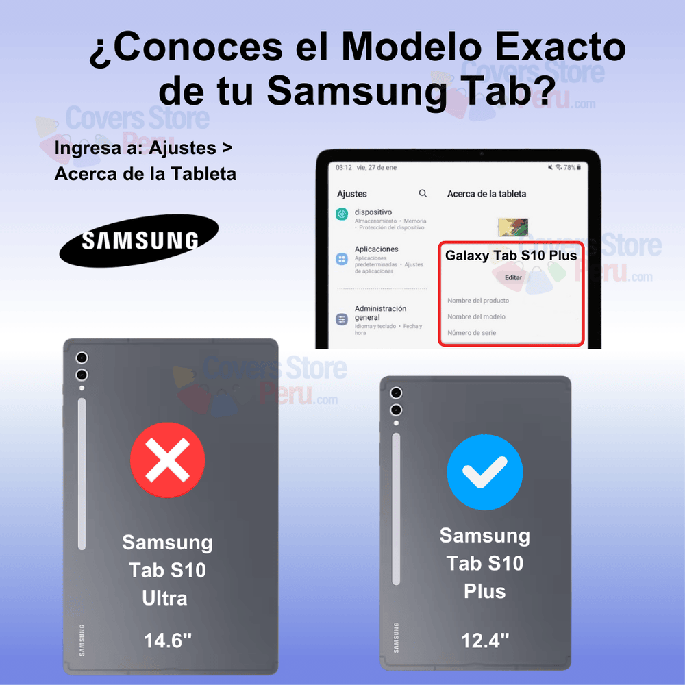 Funda para Samsung Tab S10 Plus 12.4" Giratoria Negro