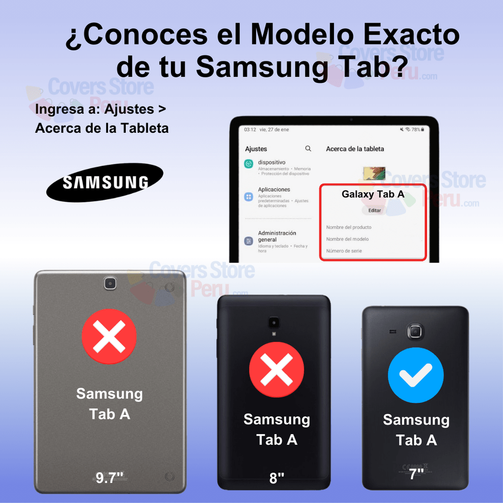 Funda para Samsung Tab A 7" Flipcover Giratoria Negra