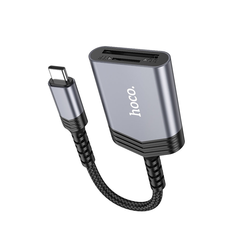 Lector de Tarjetas SD TF Tipo C OTG Hoco UA25 2en1 Gris