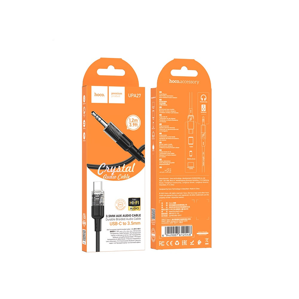 Cable Hoco UPA27 Spirit Adaptador Audio Tipo-C a 3.5mm Negro