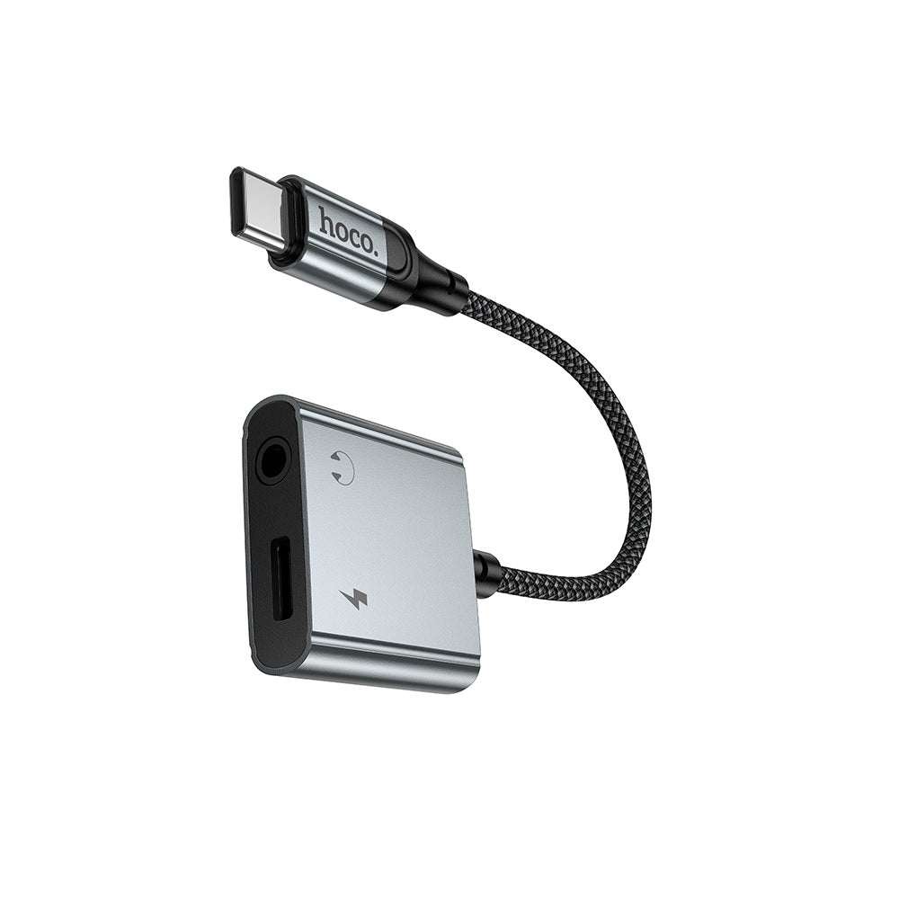 Adaptador Audio Hoco UPA34 Tipo C a Tipo C + 3.5mm Negro
