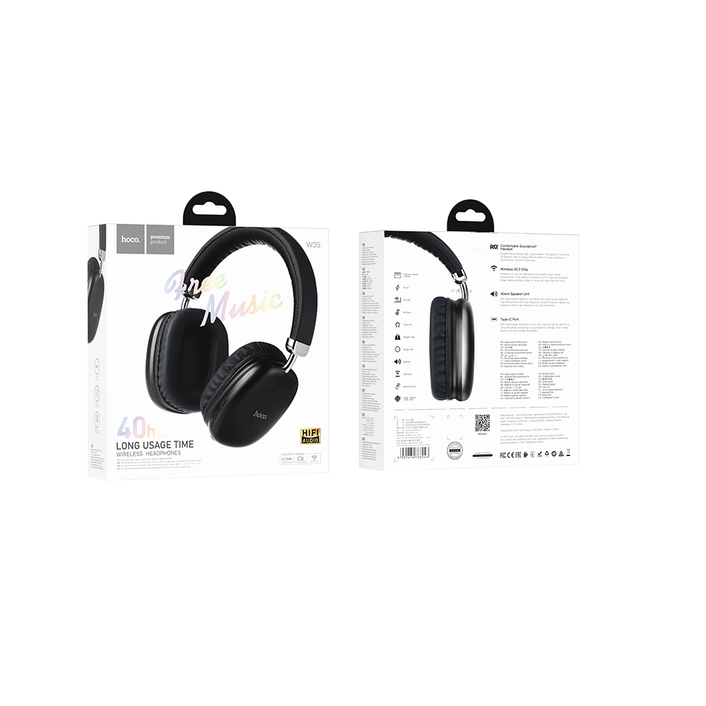 Audifonos Bluetooth Diadema Hoco W35 Audio Bateria 40H Negro