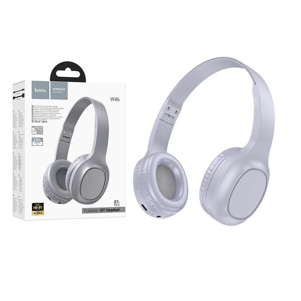 Audifonos Bluetooth Diadema Hoco W46 Charm Microfono Gris