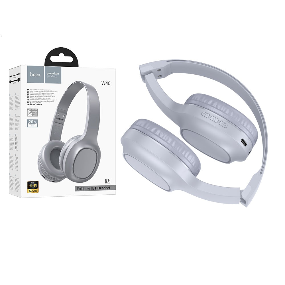Audifonos Bluetooth Diadema Hoco W46 Charm Microfono Gris