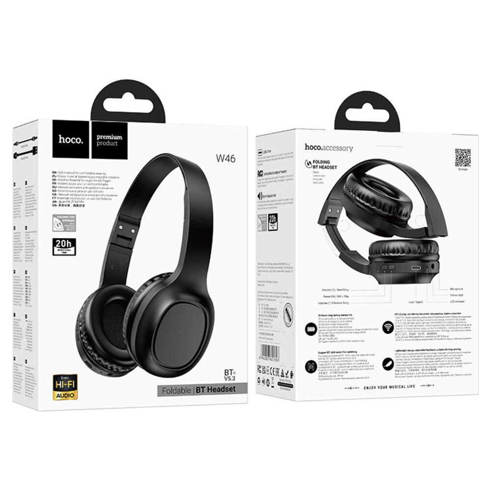 Audifonos Bluetooth Diadema Hoco W46 Charm Microfono Negro