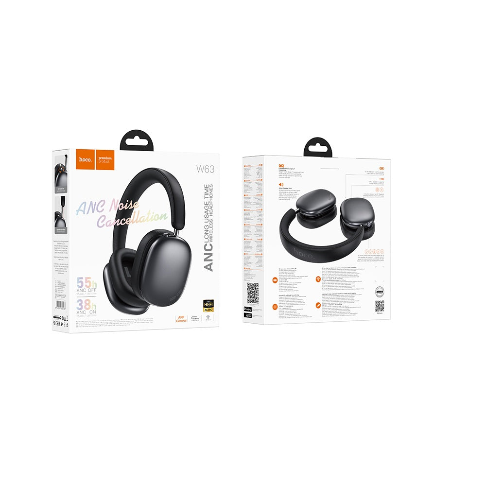 Audifonos Bluetooth Hoco W63 Diadema ANC Negro