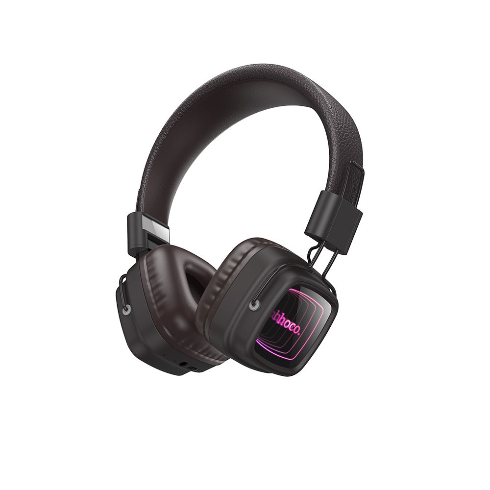 Audifonos Bluetooth Diadema Hoco W72 Earl III Luz RGB Marron