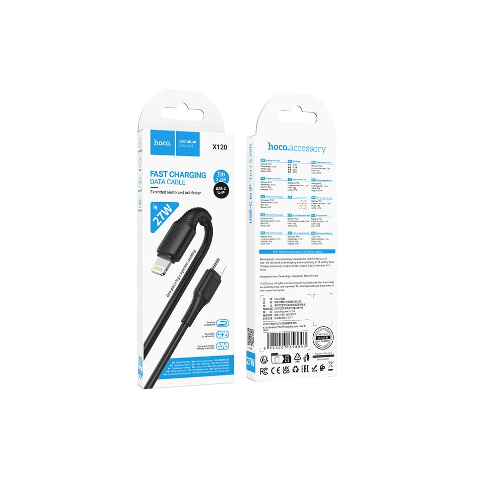 Cable Hoco X120 Beneficio Tipo-C a iP PD 27W Carga Rápida Negro