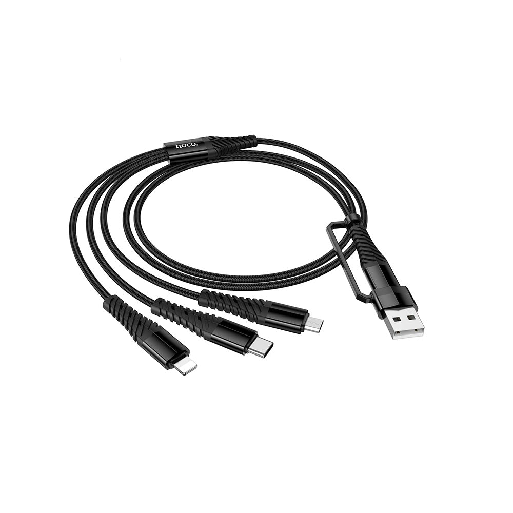 Cable Hoco X123 Victory Multi 3 en 1 USB/Tipo-C Negro