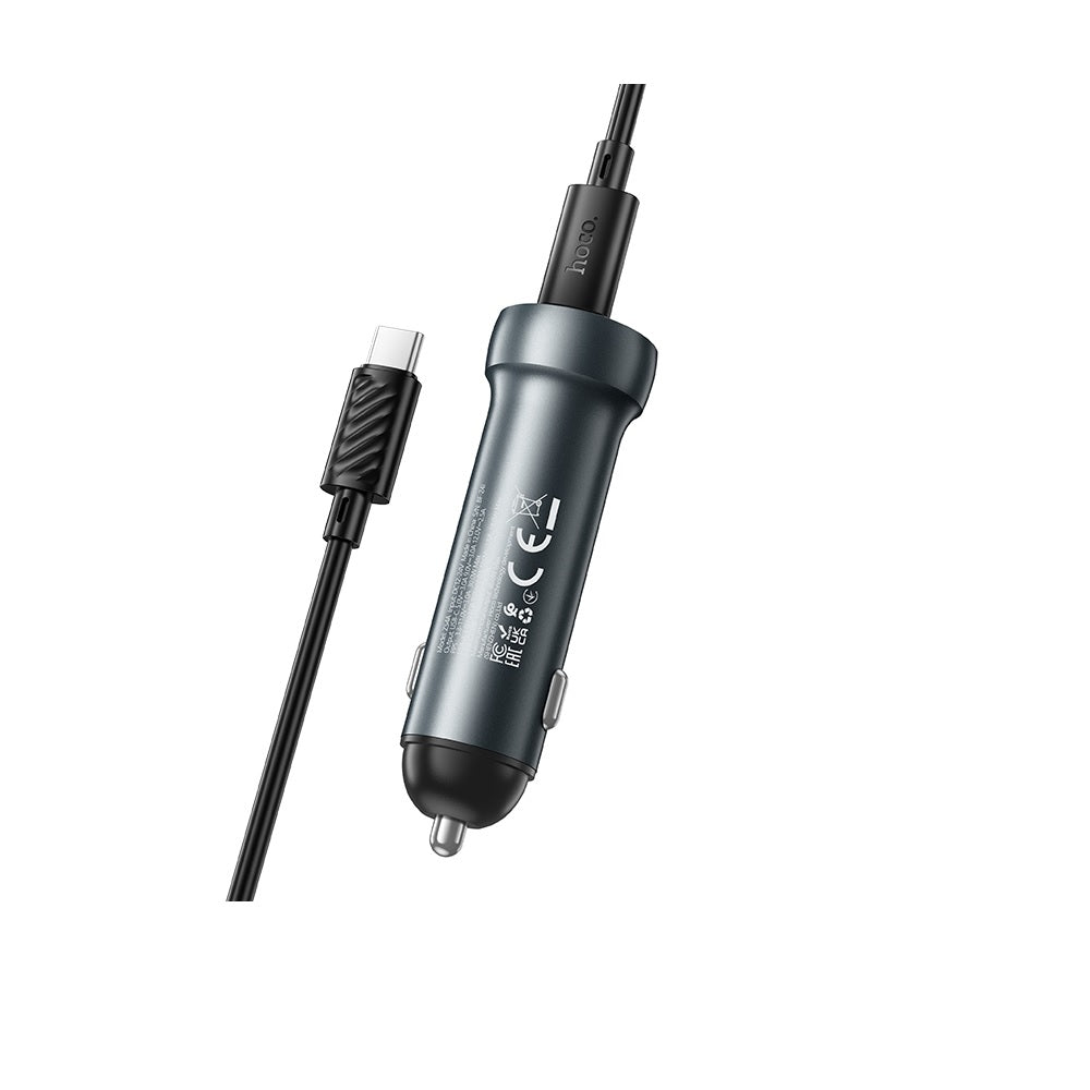 Cargador para auto Hoco Z54A 48W PD30W Cable Tipo C a C Negro