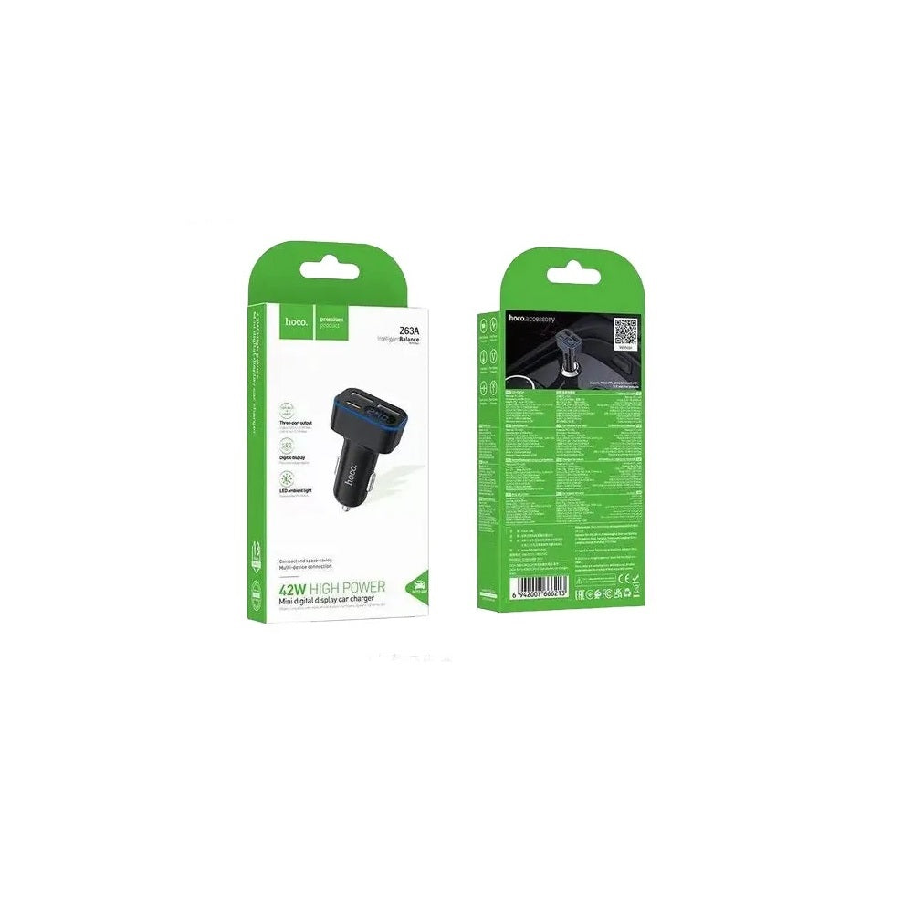 Cargador para auto Hoco Z63A 42W Cable Tipo C a C Negro