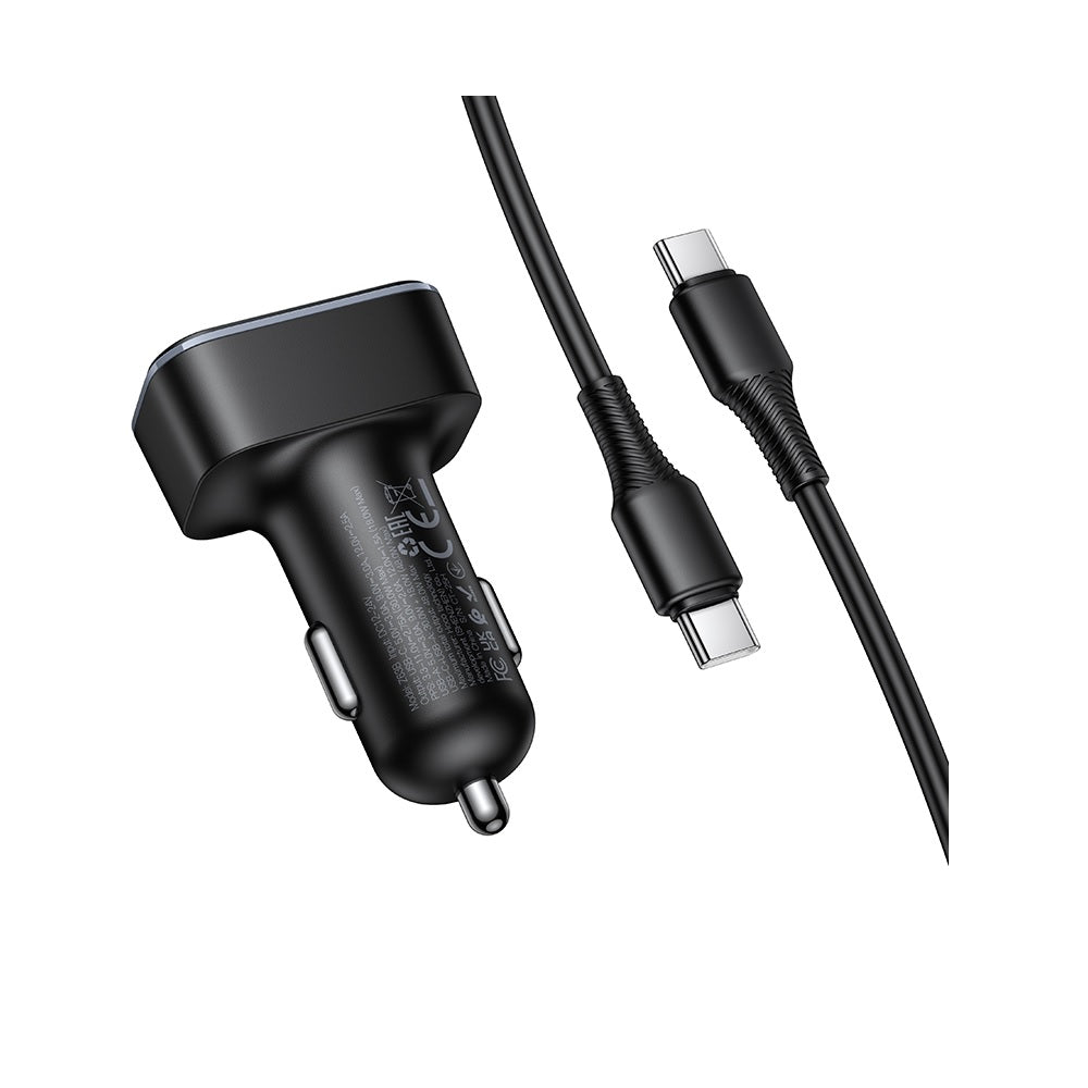 Cargador para auto Hoco Z63B 48W Cable Tipo C a C Negro
