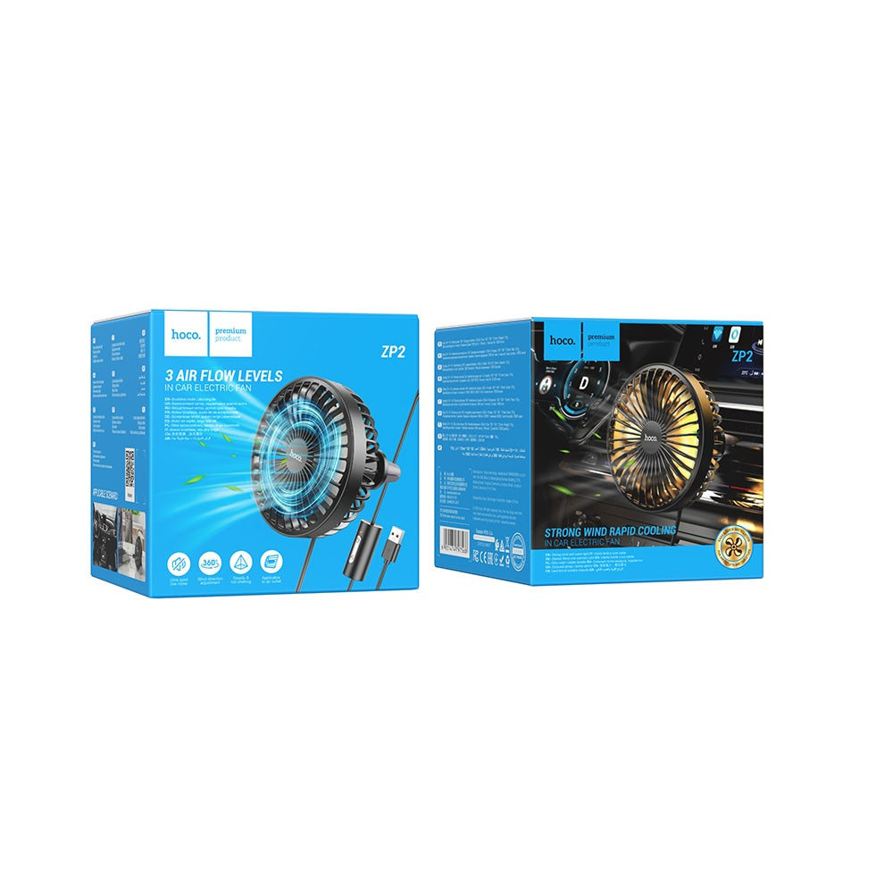 Ventilador Para Auto Con 3 Velocidades Hoco ZP2 Negro